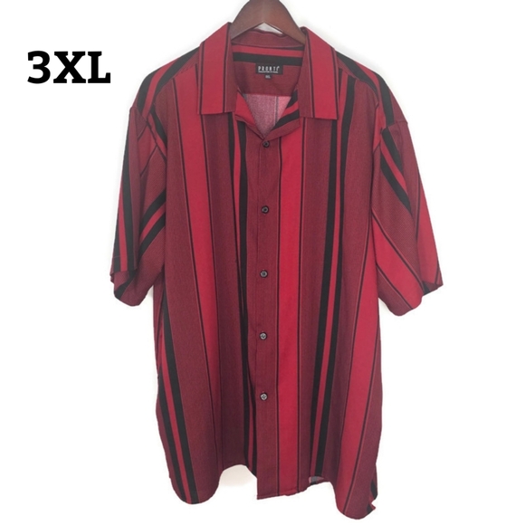 Pronti Collection By Phita Men's Red Striped Short Sleeve Dress Shirt Size 3XL - Picture 2 of 7
